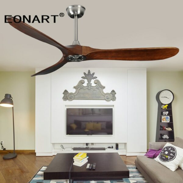 88 Inch Modern Solid Wood Dc Ceiling Fan Without Light Remote Control Wooden Ceiling Fans For 5