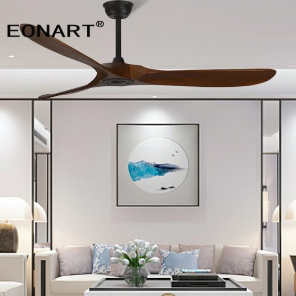 88 Inch Modern Solid Wood Dc Ceiling Fan Without Light Remote Control Wooden Ceiling Fans For