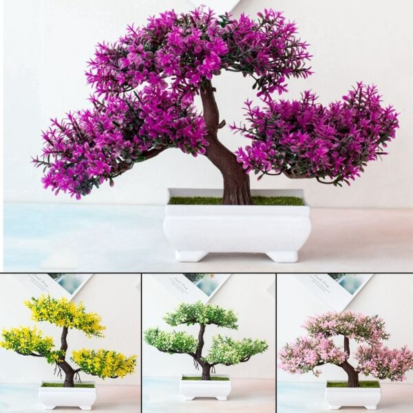 Artificial Plants Pine Bonsai Green Small Trees Fake Flowers Potted Ornament For Party Office Hotel Decoration 3