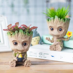 Cartoon Tree Man Baby Groot Miniature Model Home Office Decoration Simulation Flower Pot Desktop Display Anime 4