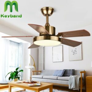 Ceiling Fan Lamp 46 Inch For Low Floor Storey Remote Control Included Wooden Blades 64w Led