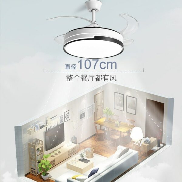 Ceiling Lamp With Fan Remote Control Wall Control Dining Living Room Invisible Fan Blade Fan Chandelier 3