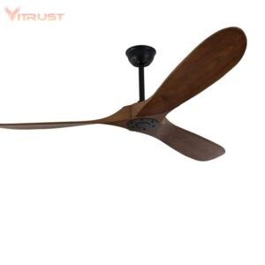 Classic Wooden Ceiling Fan Energy Efficient Dc Motor 3 Solid Wood Blades With For Indoor Outdoor 1