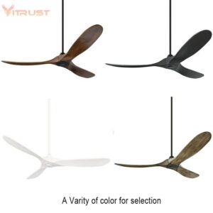 Classic Wooden Ceiling Fan Energy Efficient Dc Motor 3 Solid Wood Blades With For Indoor Outdoor