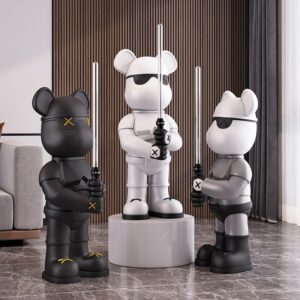 Color Changing Lightsaber Bear Hall Large Floor Decoration Accessory Household Living Room Resin Ornaments Sculptures And