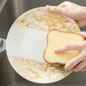 Creative Sandwich Toast Shape Dishwashing Sponge Cute Scrubber Strong Cleaning Kitchen Accessories Household Cleaning Supplies