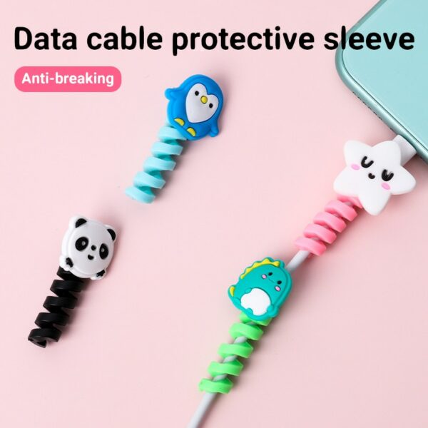Cute Cartoon Cable Protector Organizer Soft Silicone Bobbin Winder Wire Cord Cover For Usb Earphone Cable 3