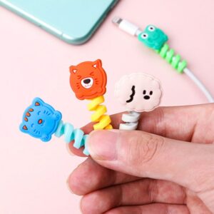 Cute Cartoon Cable Protector Organizer Soft Silicone Bobbin Winder Wire Cord Cover For Usb Earphone Cable 6