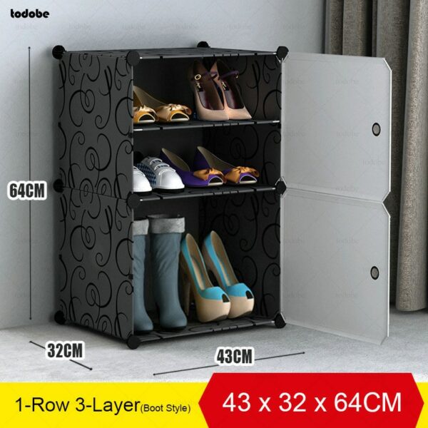 Diy Modular Shoe Cabinet Plastic Cube Shoes Storage Rack Easy Installation Stackable Shoe Shelf Space Saving 3