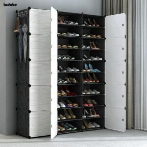 Diy Modular Shoe Cabinet Plastic Cube Shoes Storage Rack Easy Installation Stackable Shoe Shelf Space Saving