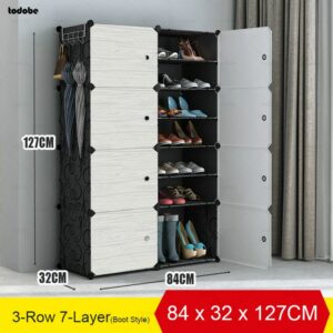 Diy Modular Shoe Cabinet Plastic Cube Shoes Storage Rack Easy Installation Stackable Shoe Shelf Space Saving 4