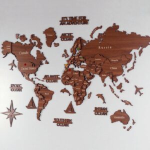 Decorative 3d Wooden World Map Europe Asia Continent Office Living Room Wall Decor Home Gift Art 1