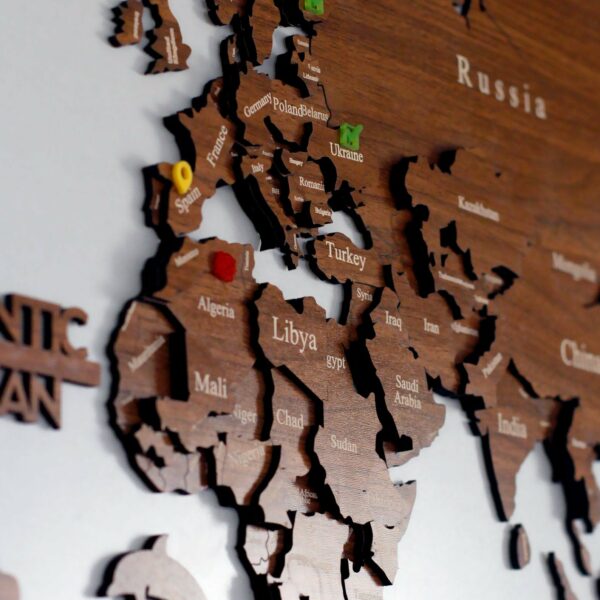 Decorative 3d Wooden World Map Europe Asia Continent Office Living Room Wall Decor Home Gift Art 10