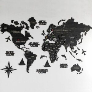 Decorative 3d Wooden World Map Europe Asia Continent Office Living Room Wall Decor Home Gift Art