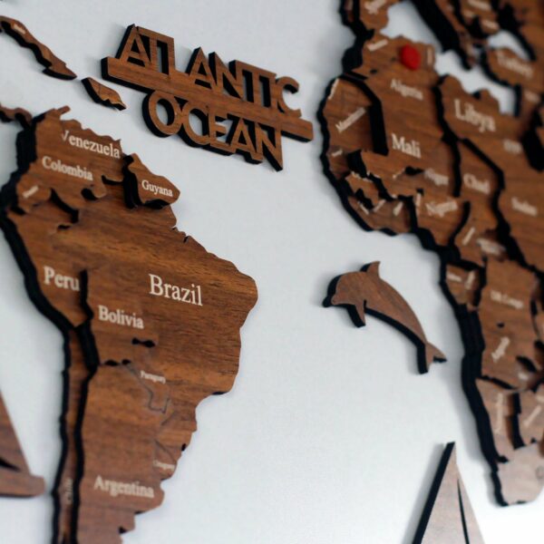 Decorative 3d Wooden World Map Europe Asia Continent Office Living Room Wall Decor Home Gift Art 7