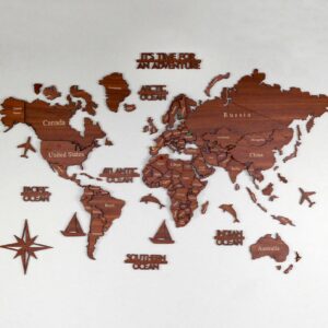 Decorative 3d Wooden World Map Europe Asia Continent Office Living Room Wall Decor Home Gift Art 9
