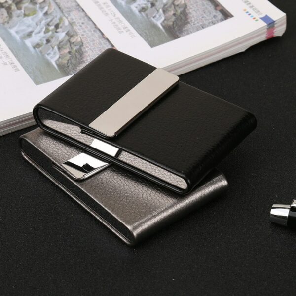 Ezone Business Card Holder Case Card Bag Cortex Stainless Steel And Pu Leather Large Capacity Storage 1