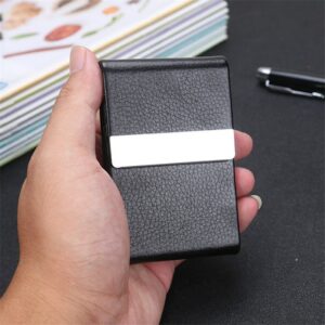 Ezone Business Card Holder Case Card Bag Cortex Stainless Steel And Pu Leather Large Capacity Storage 3