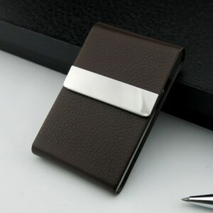 Ezone Business Card Holder Case Card Bag Cortex Stainless Steel And Pu Leather Large Capacity Storage 4