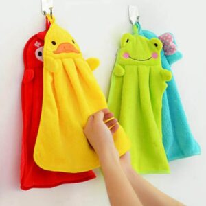 Hangable Kitchen Cleaning Rag Coral Velvet Bathroom Supplies Soft Hand Towel Cute Animal Pattern Absorbent Cloth