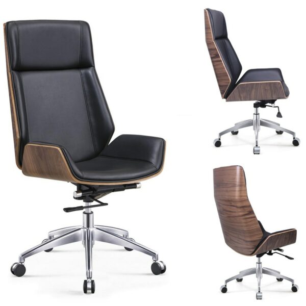 High Back Bentwood Swivel Office Computer Chair Micro Fiber Leather Home Office Furniture Meeting Leather Chair 1