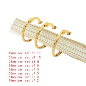 High Quality 3 10pcs Set Gold Metal Ring Binder 15 50mm Diy Loose Leaf Book Hoops 1