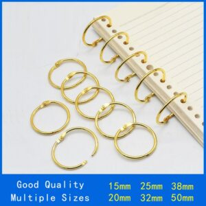 High Quality 3 10pcs Set Gold Metal Ring Binder 15 50mm Diy Loose Leaf Book Hoops