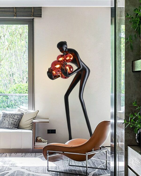 Human Sculpture Floor Lamp Humanoid Ornament Character Female Porch Modern Creative Hotel Floor Art Large Ornament
