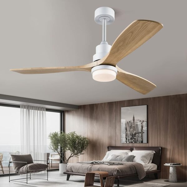 Intelligent Nordic 52inch Ceiling Fan With Led Light And Control Modern White Black Wooden Fans Chandelier 1