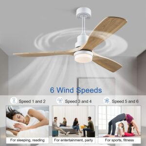 Intelligent Nordic 52inch Ceiling Fan With Led Light And Control Modern White Black Wooden Fans Chandelier 2