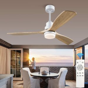 Intelligent Nordic 52inch Ceiling Fan With Led Light And Control Modern White Black Wooden Fans Chandelier
