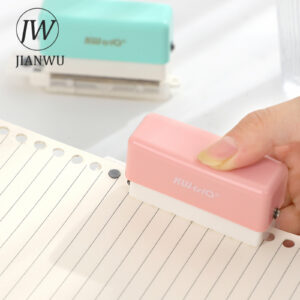 Jianwu Cute Mini 6 Hole Stapler Portable Multifunction Student Notebook Punch Machine Office Binding Supplies Kawaii 1