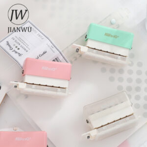 Jianwu Cute Mini 6 Hole Stapler Portable Multifunction Student Notebook Punch Machine Office Binding Supplies Kawaii 2