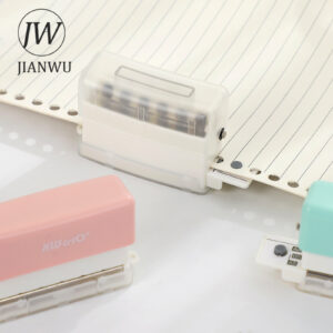 Jianwu Cute Mini 6 Hole Stapler Portable Multifunction Student Notebook Punch Machine Office Binding Supplies Kawaii 3