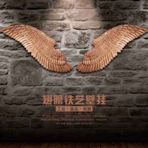 Large Ancient Iron Wall Decoration Angel Wings With Led Creative Retro Wings Bar Cafe Wall Decor 3