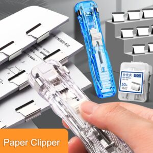 Mini Hand Clamp Push Stapler Traceless Reusable Paper Book File Office School Student Binder Binding Tools