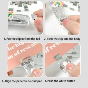 Mini Traceless Reusable Hand Clamp Push Stapler Paper Book File Office School Student Binder Binding Tools 5