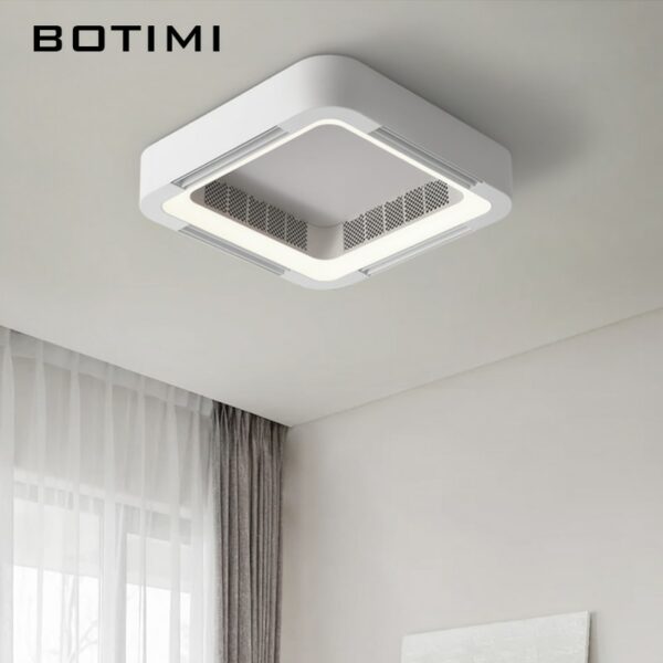 Modern Bladeless App Ceiling Fan Lamp For Foyer Bedroom Dining Remote Control Square Ventilator Electric Fan 2
