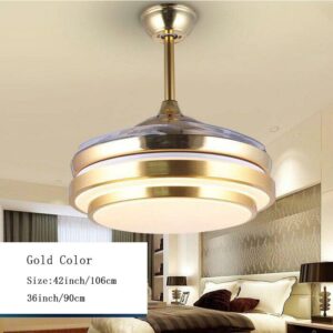Modern Ceiling Fan Lights Lamps Remote Control 36 42 Inch Gold Silver Led Lumiere Dining Room