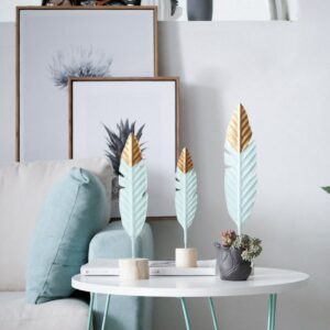 Modern Feather Wooden Decorations Simple Miniature Figurines For Living Room Table Office Home Decoration Accessories Crafts 3