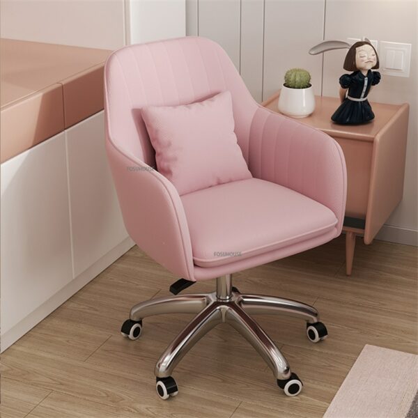 Modern Flannel Office Chairs For Office Furniture Comfortable Back Lift Swivel Computer Chair Leisure Creative Pink 1