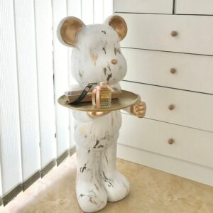 Modern Home Fashion Decor Bear Statue Resin Ornaments Sculpture Living Room Large Tray Statue Nordic Home