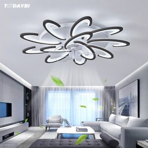 Modern Led Ceiling Fan With Light Wind Adjustable Speed For Living Bedroom Decor Room Lustre Chandeliers 6