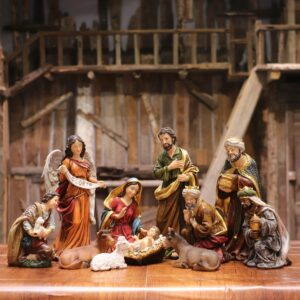 Nativity Set Large 12 Figurines Statue Jesus Manger Christmas Crib Ornament Church Holiday Home Decoration 11