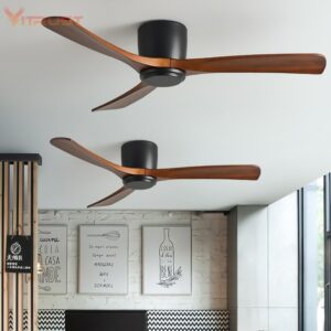 Nordic Frequency Conversion Wooden Ceiling Fan Home Decorative Ceiling Fan With 3 Solid Wooden Fan Blade 2