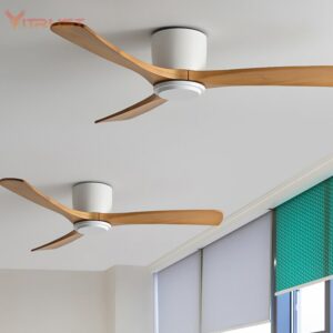Nordic Frequency Conversion Wooden Ceiling Fan Home Decorative Ceiling Fan With 3 Solid Wooden Fan Blade