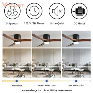 Nordic Frequency Conversion Wooden Ceiling Fan Home Decorative Ceiling Fan With 3 Solid Wooden Fan Blade 5
