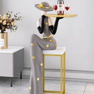 Nordic Home Decor Girl Sculpture Art Abstract Figure Statues Large Floor Tray Decoration Living Room Porch 2