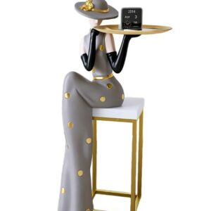 Nordic Home Decor Girl Sculpture Art Abstract Figure Statues Large Floor Tray Decoration Living Room Porch 5