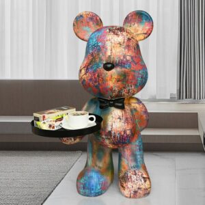 Nordic Living Room Floor Decoration Large Statue Hand Painted Resin Bear Tray Sculpture Modern Originality Homedecor